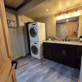 Cozy Cabin bathroom vanity and laundry