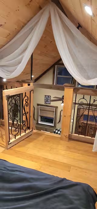 View from the Cozy Cabin loft toward the living area